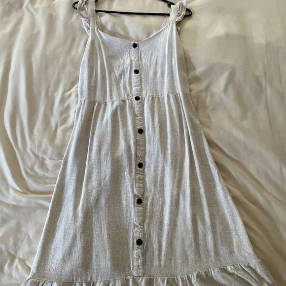 cream a line midi dress Fate: Stay Where You Are Cream White Striped Midi Dress – Shop the Mint main image 0